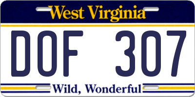 WV license plate DOF307