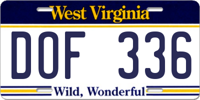 WV license plate DOF336