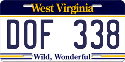 WV license plate DOF338