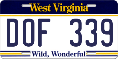WV license plate DOF339