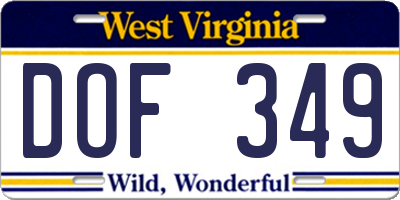WV license plate DOF349