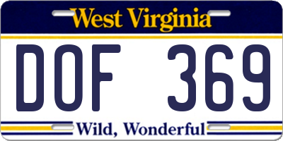 WV license plate DOF369