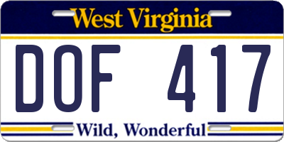 WV license plate DOF417