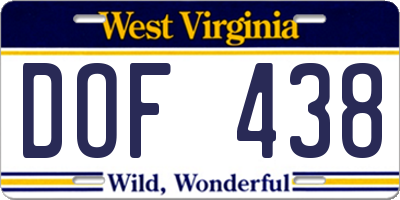 WV license plate DOF438