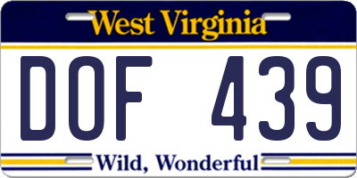 WV license plate DOF439