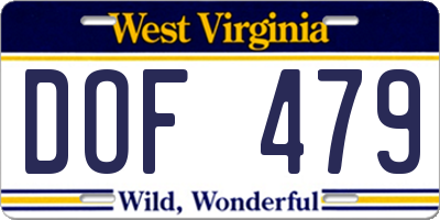 WV license plate DOF479
