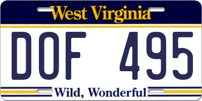 WV license plate DOF495