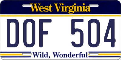 WV license plate DOF504