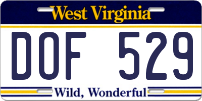 WV license plate DOF529