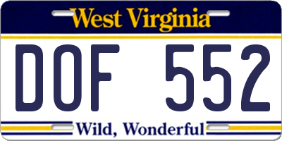 WV license plate DOF552
