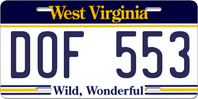 WV license plate DOF553
