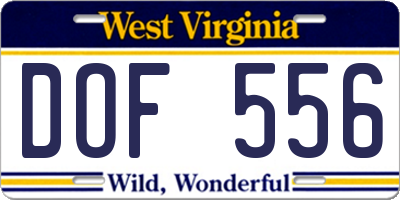 WV license plate DOF556