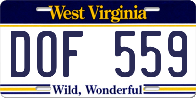WV license plate DOF559