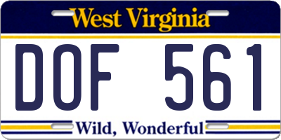 WV license plate DOF561