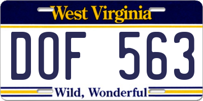 WV license plate DOF563