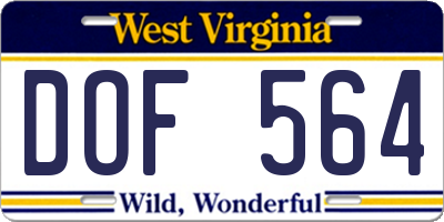 WV license plate DOF564