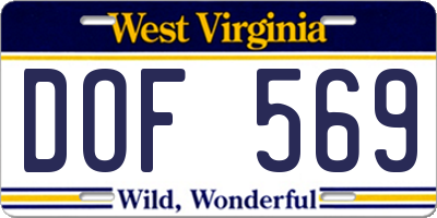 WV license plate DOF569