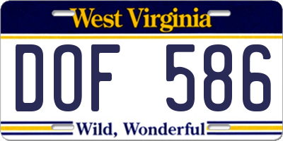 WV license plate DOF586