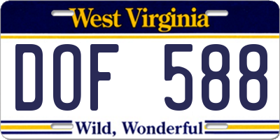 WV license plate DOF588