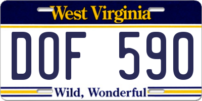 WV license plate DOF590