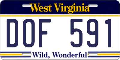 WV license plate DOF591
