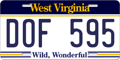WV license plate DOF595