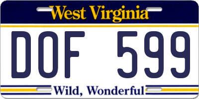 WV license plate DOF599