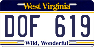 WV license plate DOF619