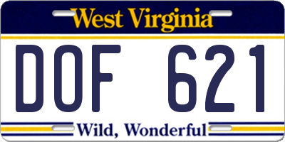 WV license plate DOF621