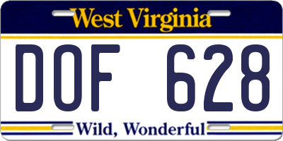 WV license plate DOF628