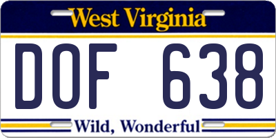 WV license plate DOF638