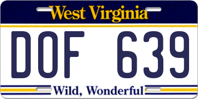 WV license plate DOF639