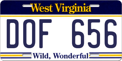 WV license plate DOF656