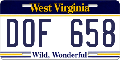 WV license plate DOF658