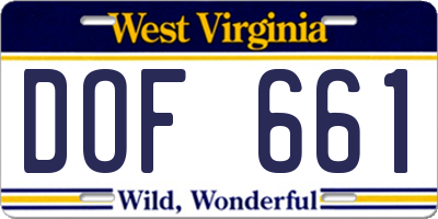 WV license plate DOF661