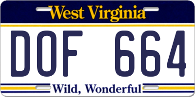 WV license plate DOF664