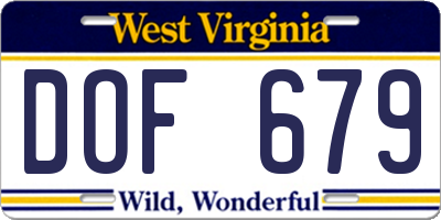 WV license plate DOF679