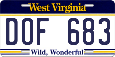 WV license plate DOF683