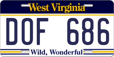 WV license plate DOF686