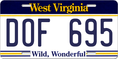 WV license plate DOF695