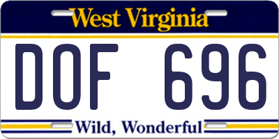 WV license plate DOF696