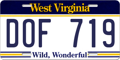 WV license plate DOF719