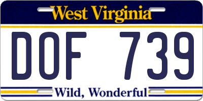 WV license plate DOF739