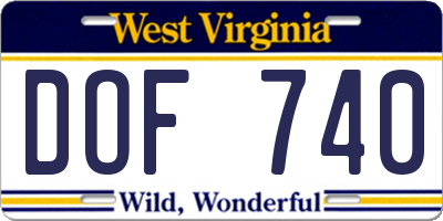 WV license plate DOF740