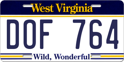 WV license plate DOF764
