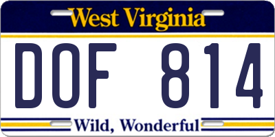 WV license plate DOF814