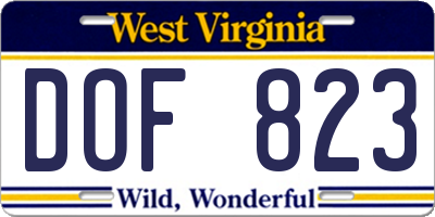 WV license plate DOF823