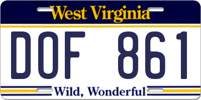 WV license plate DOF861