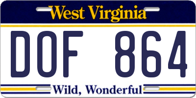 WV license plate DOF864
