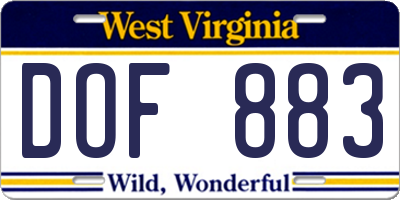 WV license plate DOF883